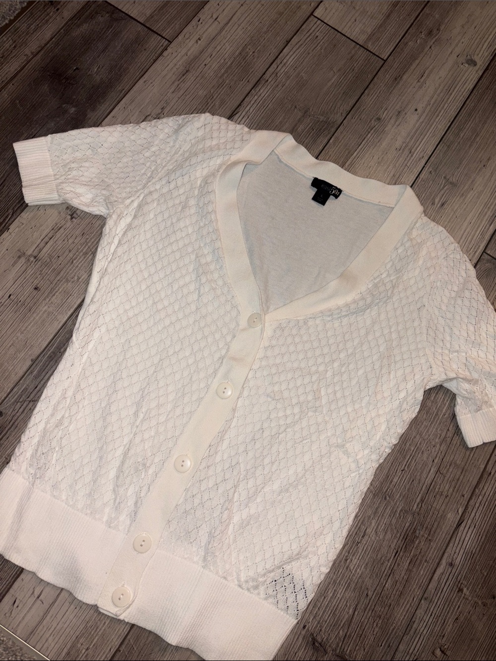 NWOT Women’s East 5th white Short-Sleeve Knit Cardigan
